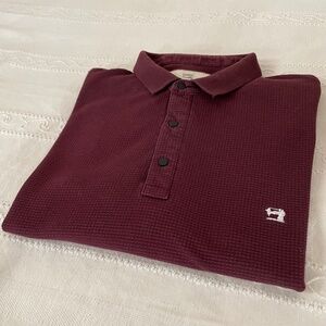 Scotch Soda Men Polo Shirt 3XL Casual Burgundy‎ Cotton Pullover Snap Golf Preppy